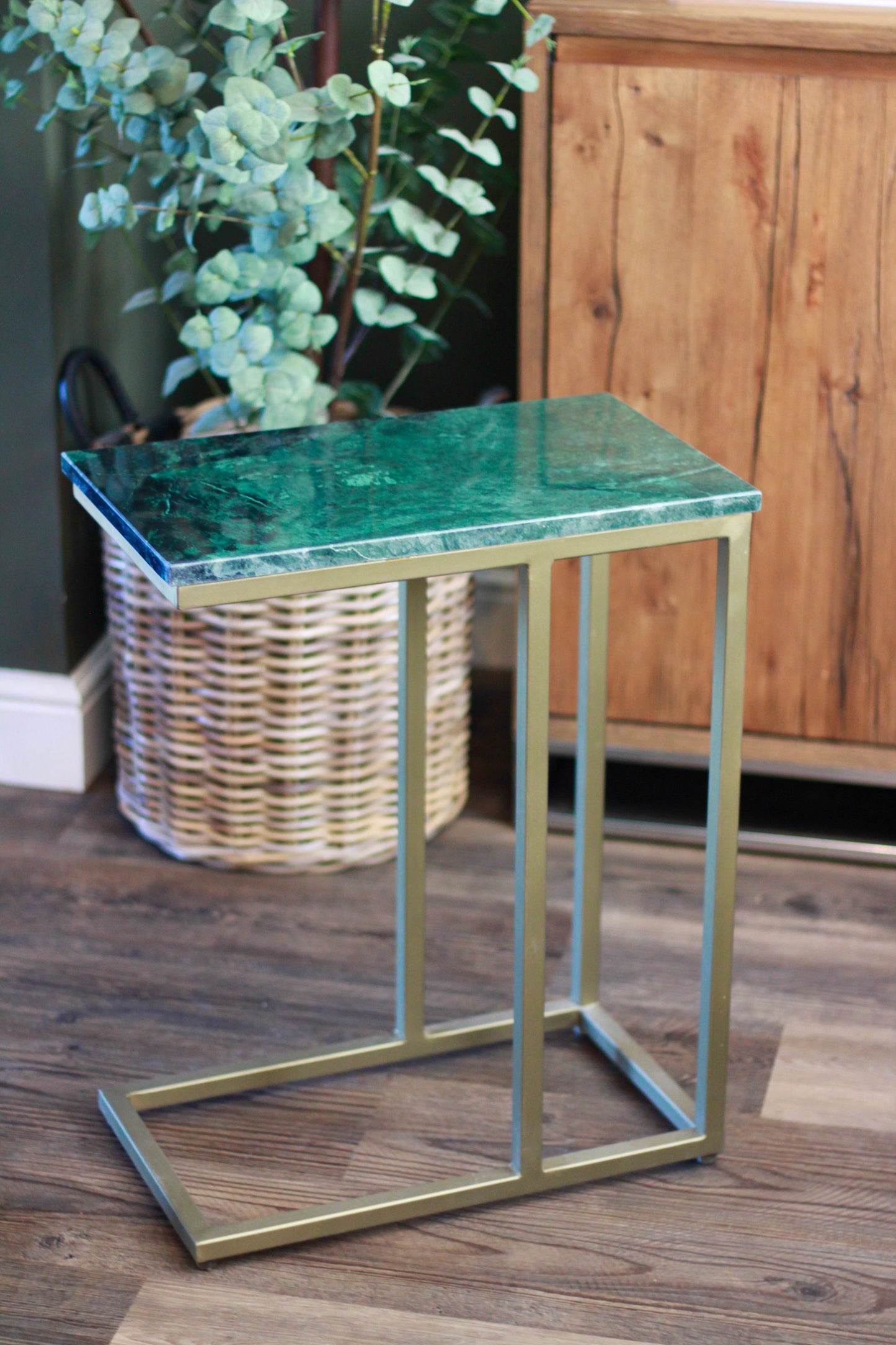 Forest Green Rajasthani Marble Sofa Side Table