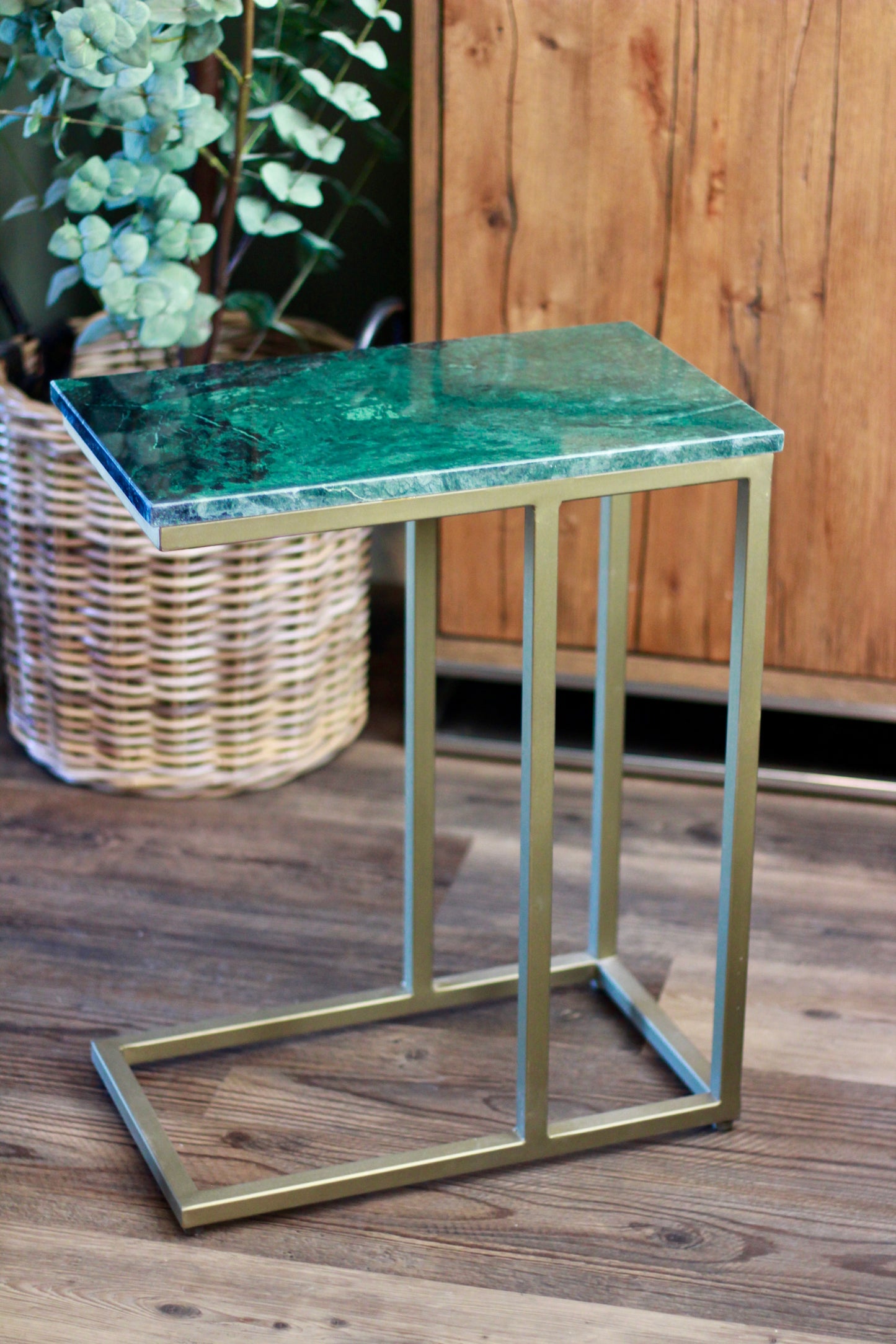 Forest Green Rajasthani Marble Sofa Side Table