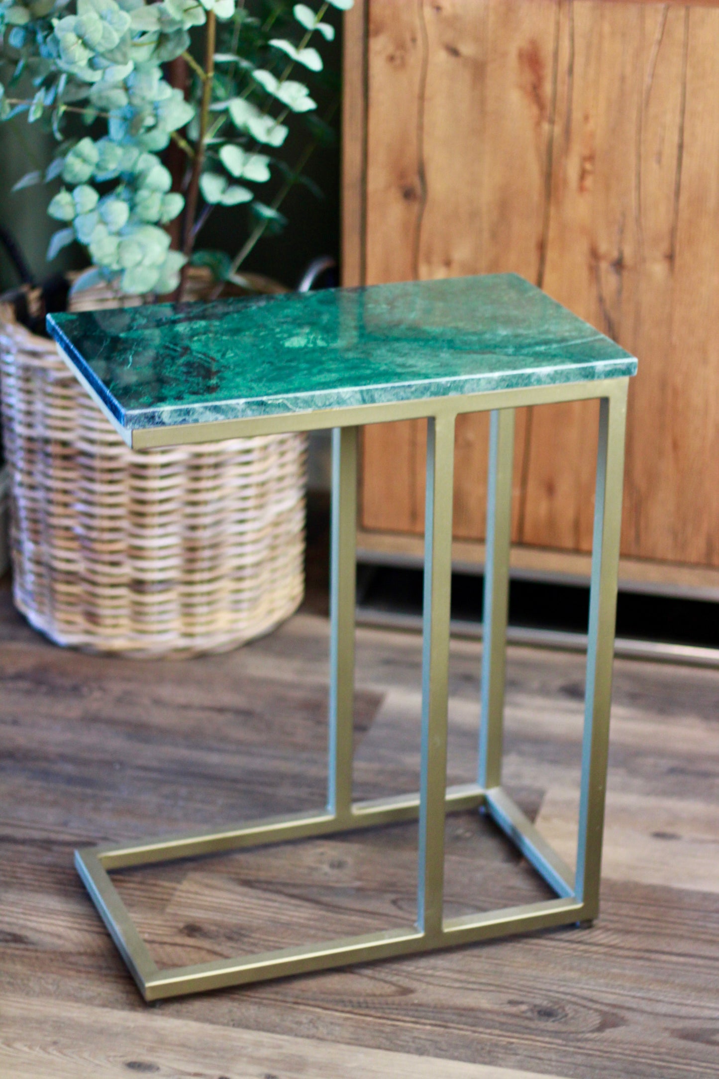 Forest Green Rajasthani Marble Sofa Side Table