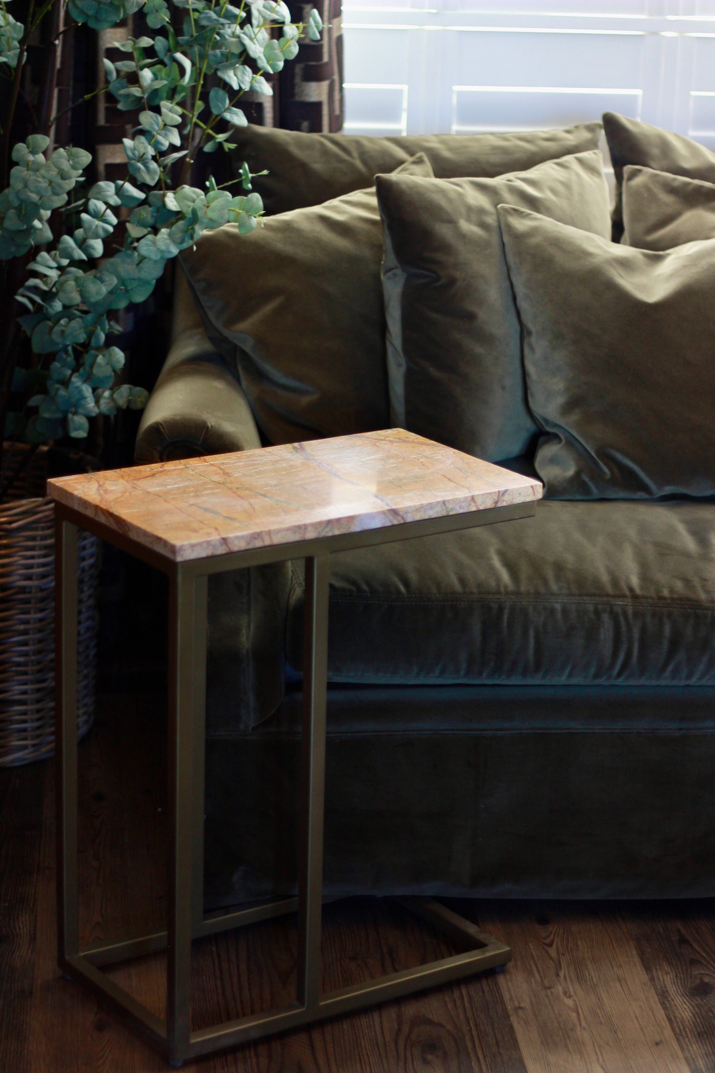 Ochre Rajasthani Marble Sofa Side Table