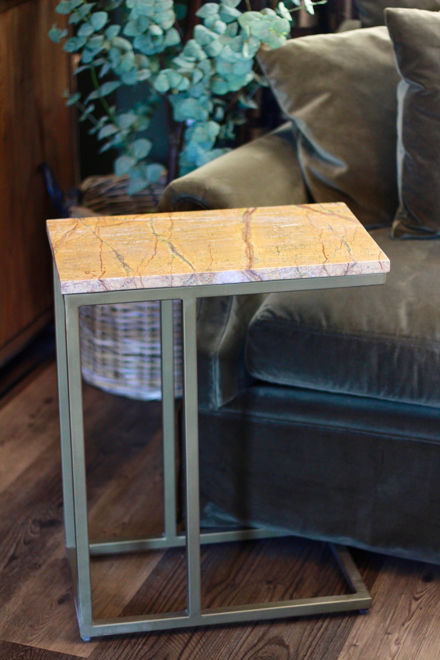 Ochre Rajasthani Marble Sofa Side Table