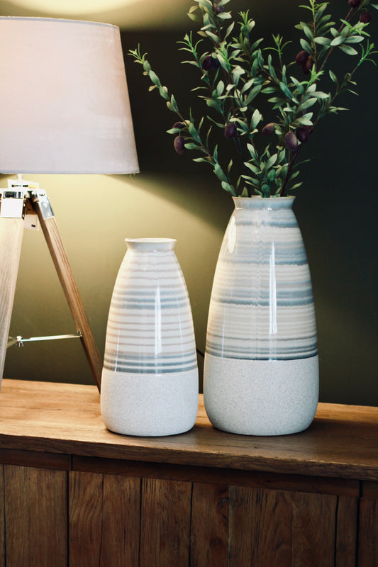 Beige Striped Ceramic Vase | Small & Large