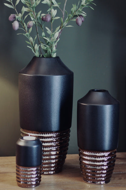 Black & Bronze Textured Vase styled view – Leya Buster Interiors