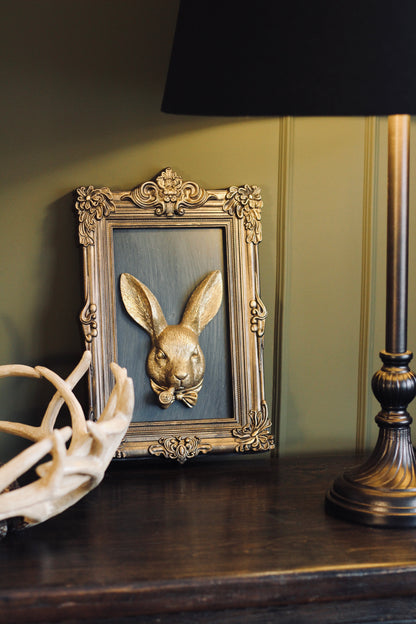 Framed Rabbit Wall Art decorative frame detail