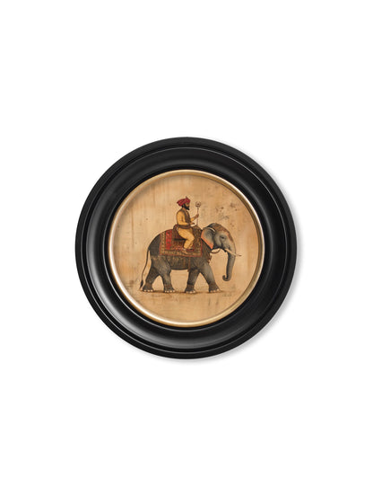 Mughal Emperor on Elephant RF – Oxford round frame styled view – Leya Buster Interiors