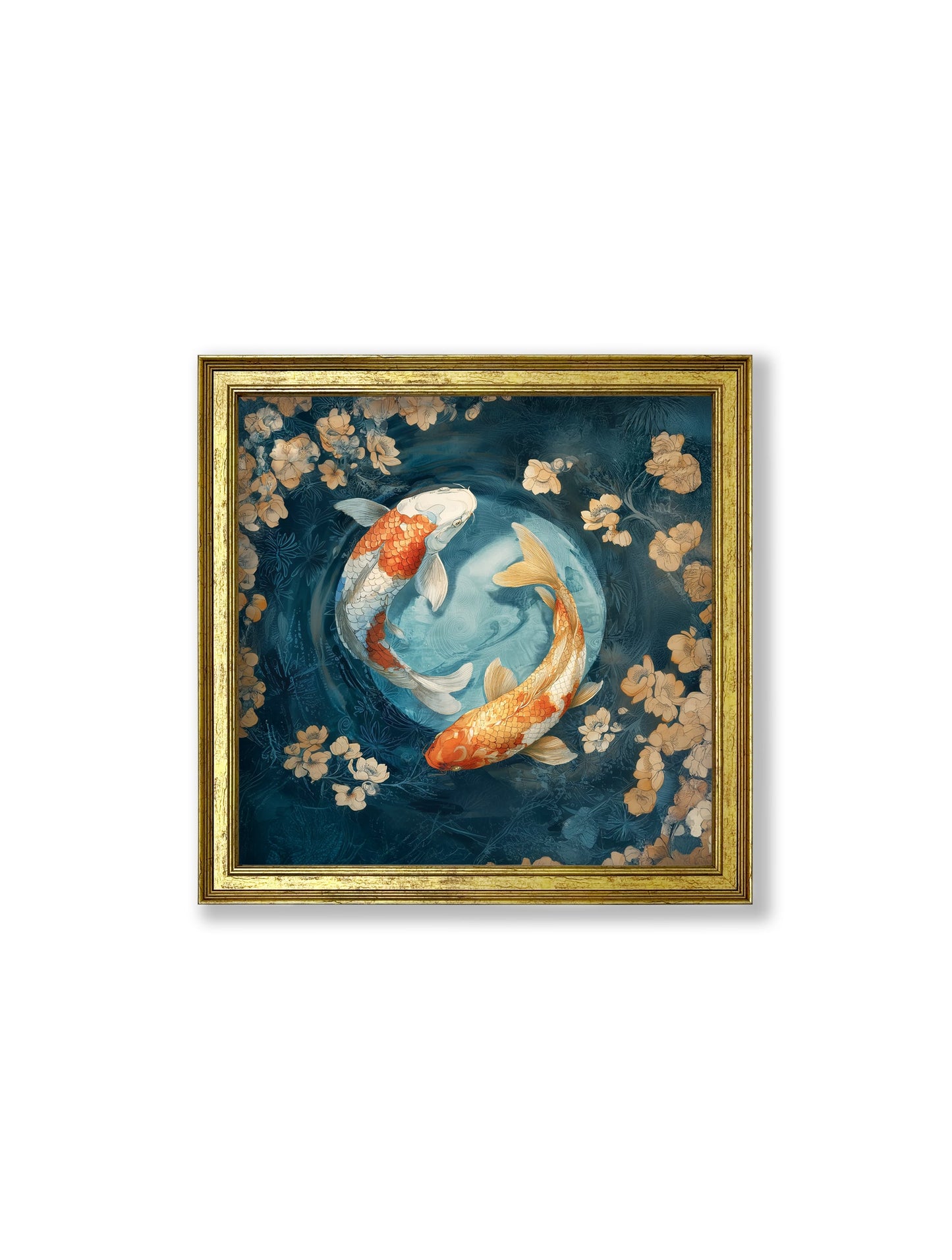 Japanese Koi Carp Dawn - Gold Hurstwood Square Frame
