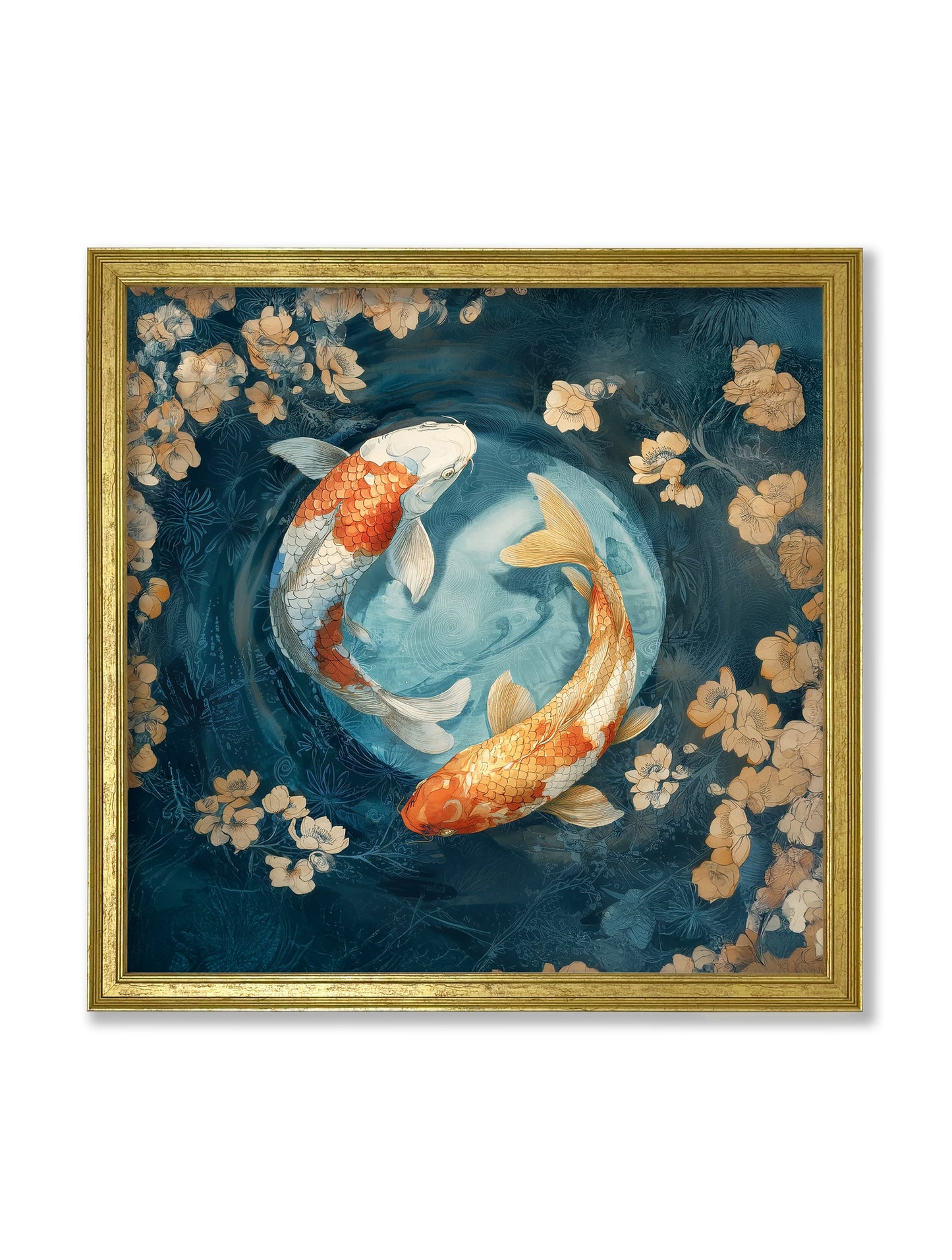 Japanese Koi Carp Dawn - Gold Hurstwood Square Frame