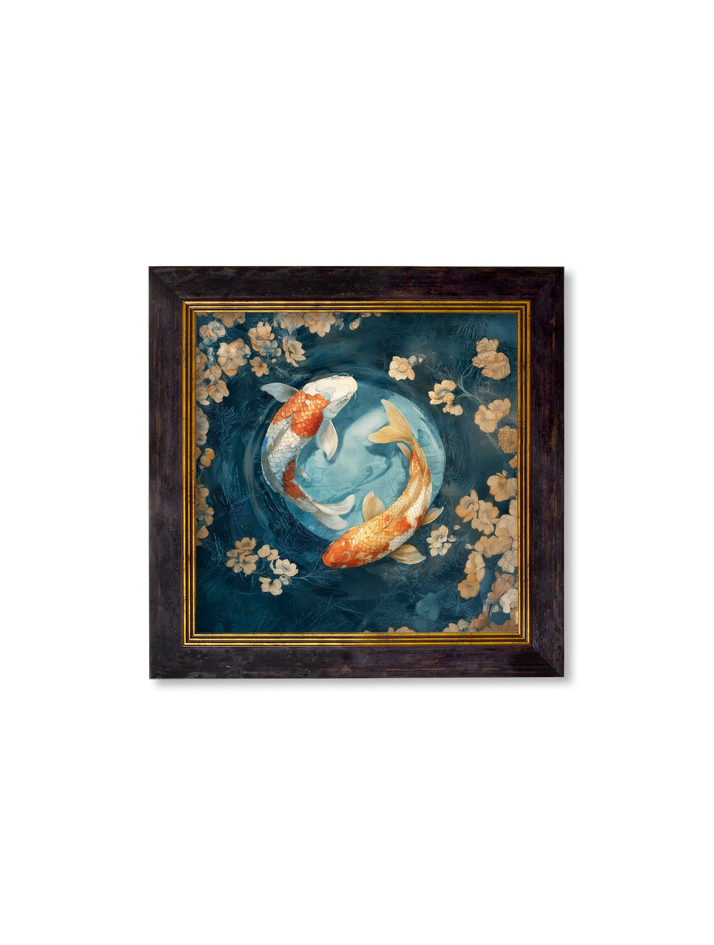 Japanese Koi Carp Dawn – Oxford Square Frame styled view – Leya Buster Interiors