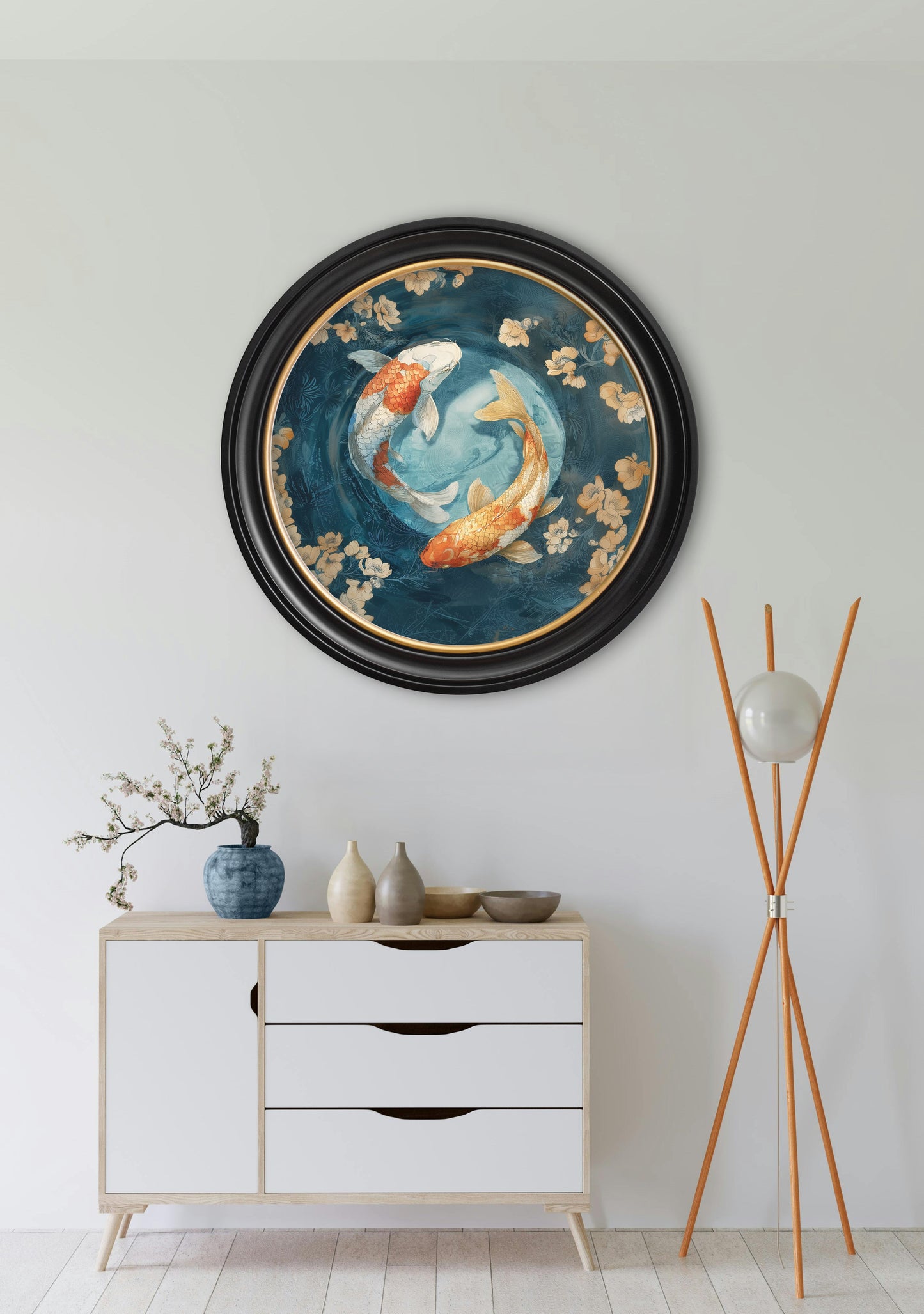 Japanese Koi Carp Dawn -  Oxford Round Frame