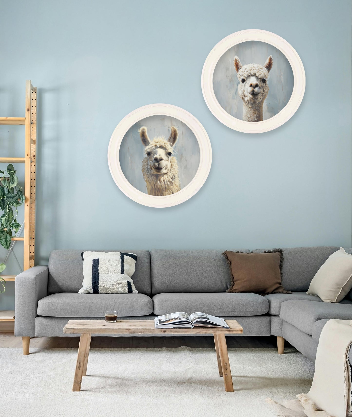 The Goofy Llama – Oxford Strong White Round Frame styled view – Leya Buster Interiors