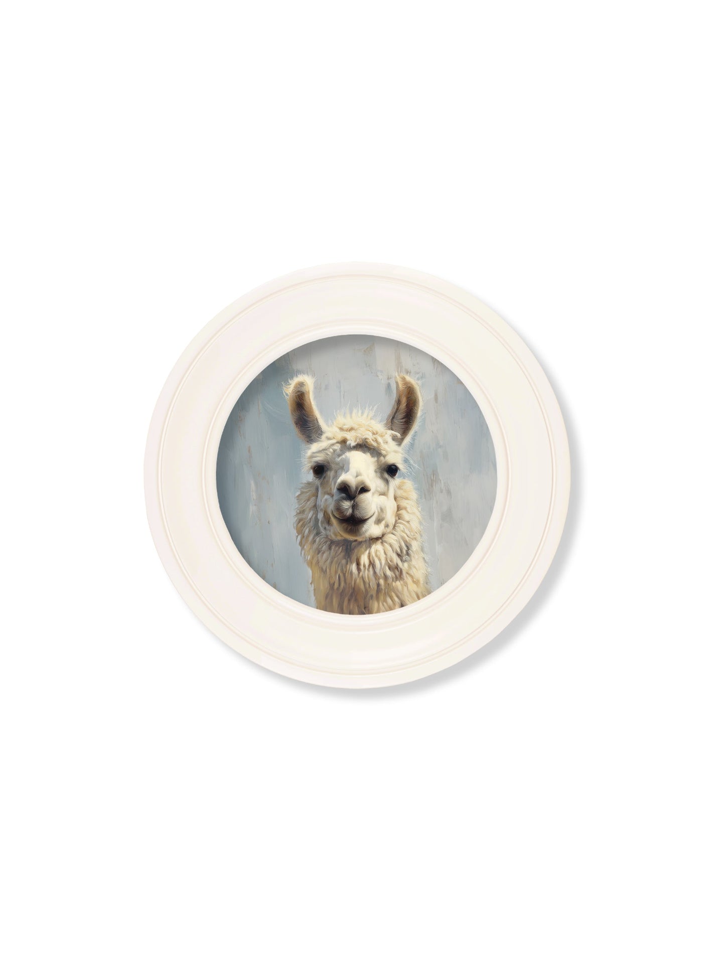 The Goofy Llama – Oxford Strong White Round Frame styled view – Leya Buster Interiors