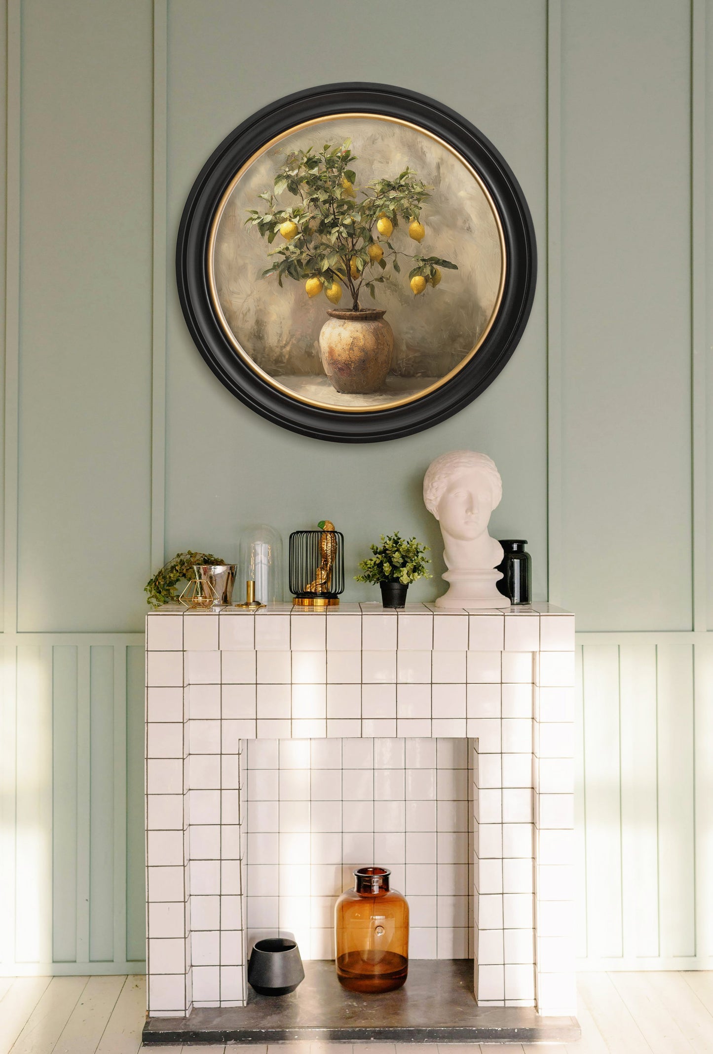 Mediterranean Lemon Tree - Oxford Round Frame