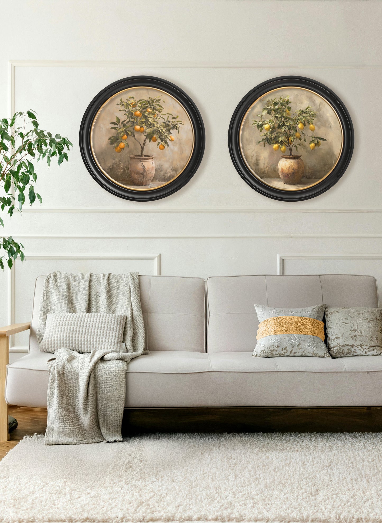 Mediterranean Lemon Tree - Oxford Round Frame
