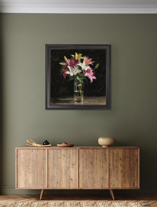 Lilies After Dark - Black Hurstwood Square Frame