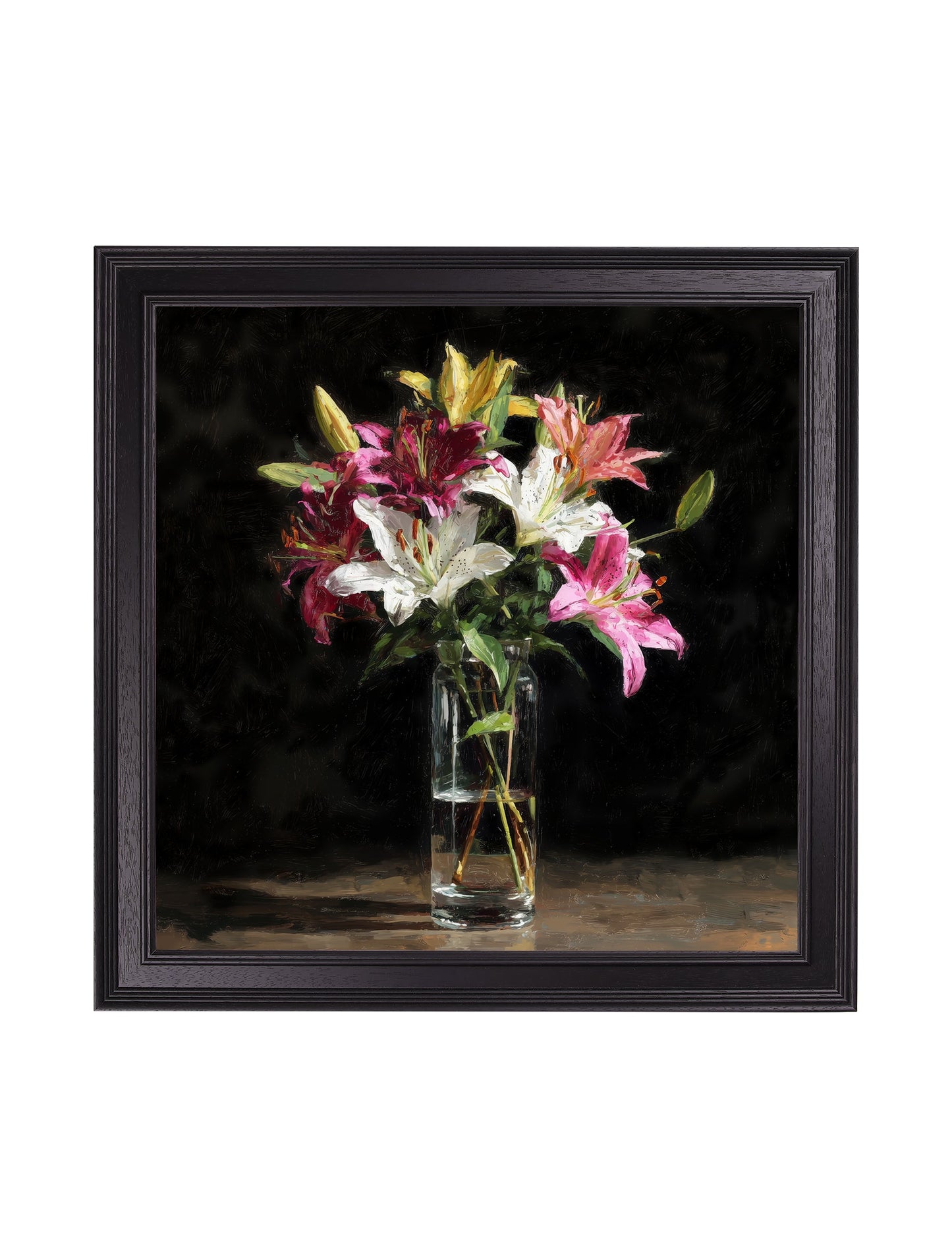 Lilies After Dark – Black Hurstwood Square Frame detail – Leya Buster Interiors