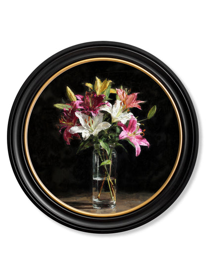 Lilies After Dark – Oxford Round Frame detail – Leya Buster Interiors