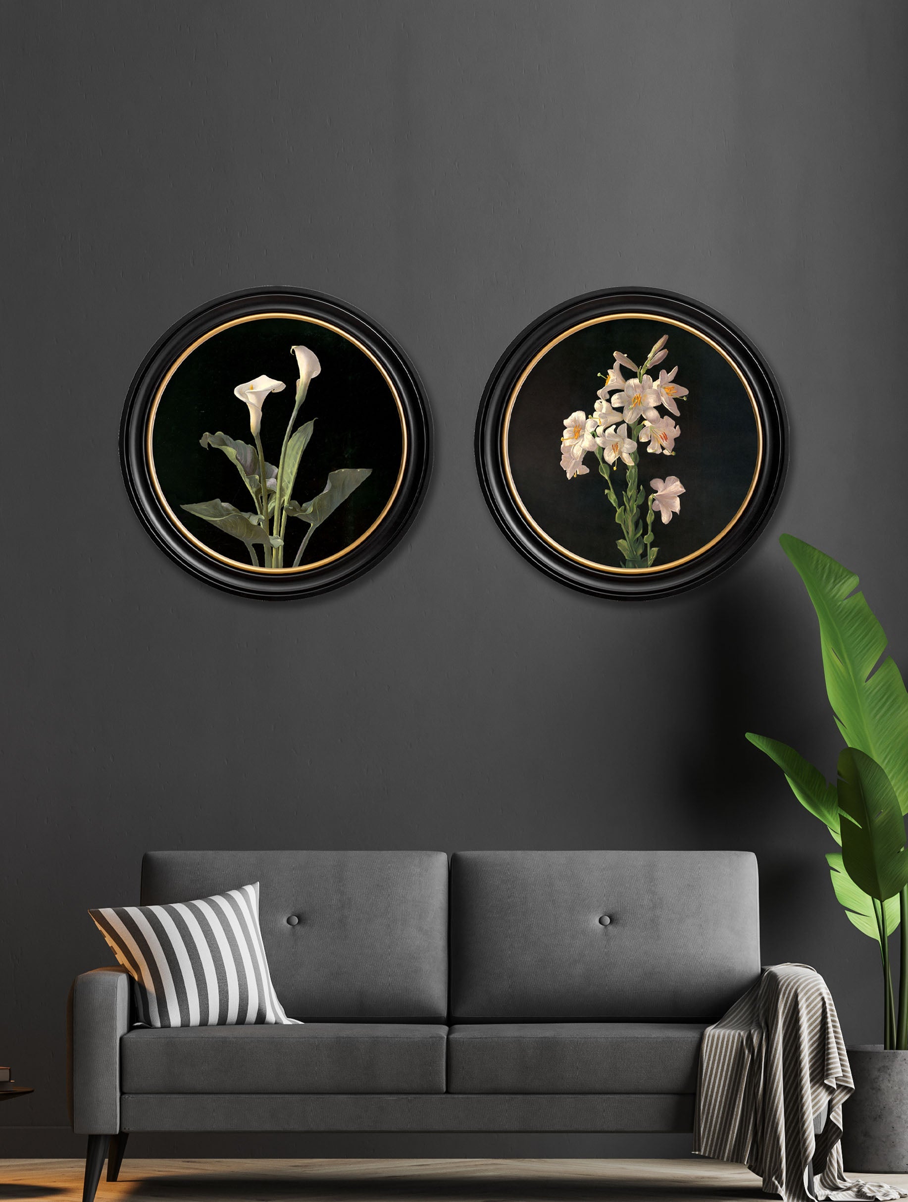 c.1874 George Cochran Lambdin Lillys – Round Frame – framed wall art at Leya Buster Interiors