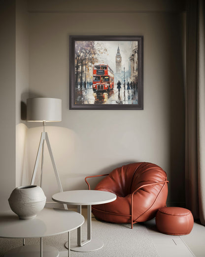 London Bus – Black Hurstwood Square Frame – framed wall art at Leya Buster Interiors