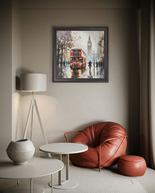 London Bus – Black Hurstwood Square Frame – framed wall art at Leya Buster Interiors