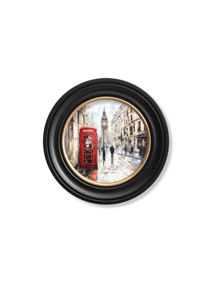 London Telephone Box – Oxford Round Frame styled view – Leya Buster Interiors