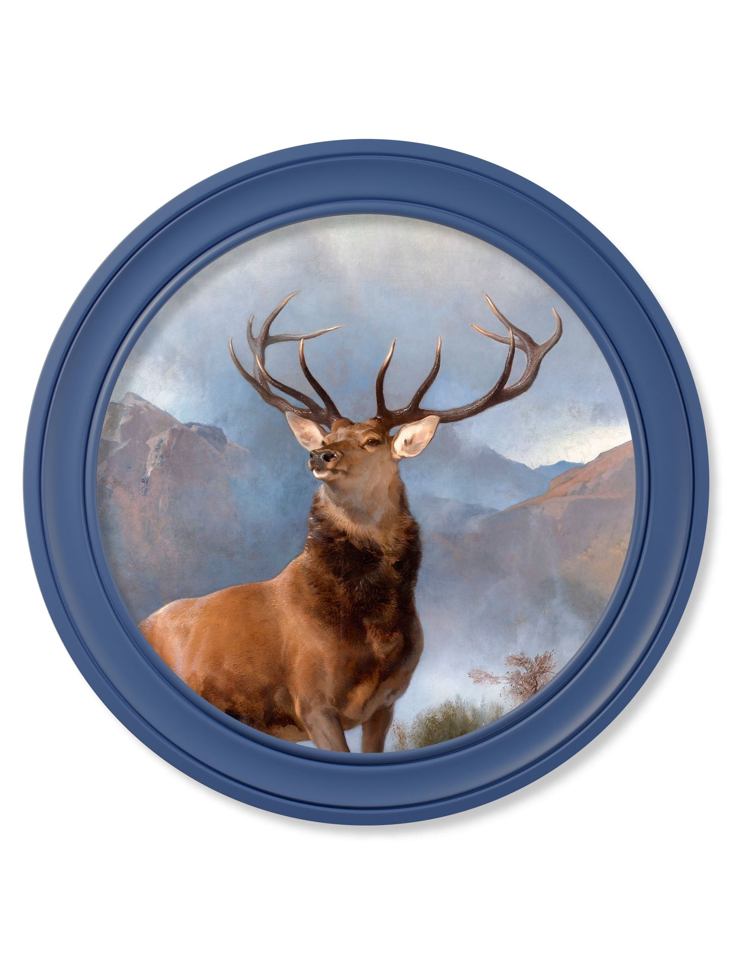 c.1851 Monarch of The Glen – Round Frame Blue detail – Leya Buster Interiors