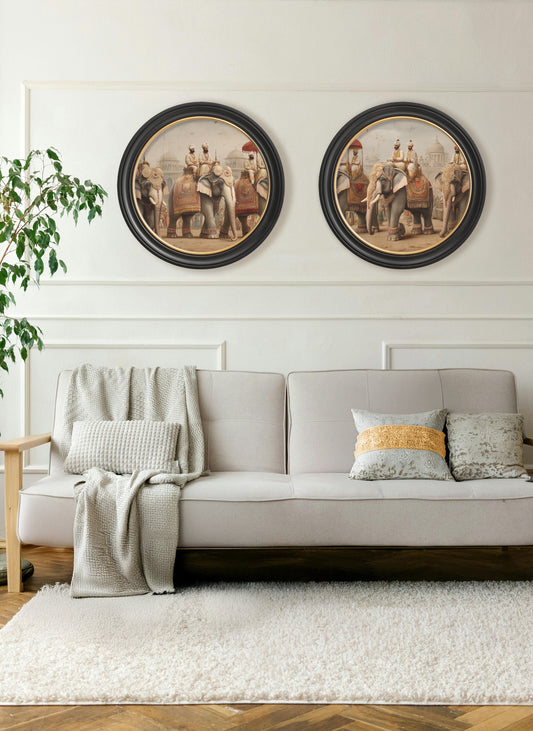 The Mughal Emperors – Oxford Round Frame – framed wall art at Leya Buster Interiors