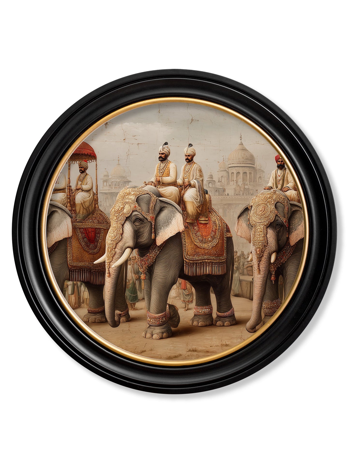 The Mughal Emperors – Oxford Round Frame styled view – Leya Buster Interiors