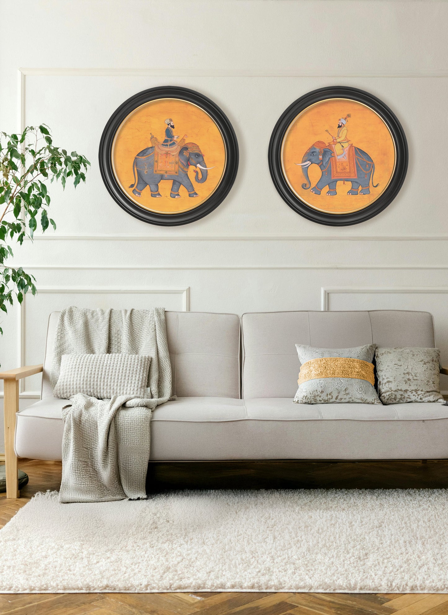 Royal Saffron Mughals – Oxford Round Frame – framed wall art at Leya Buster Interiors