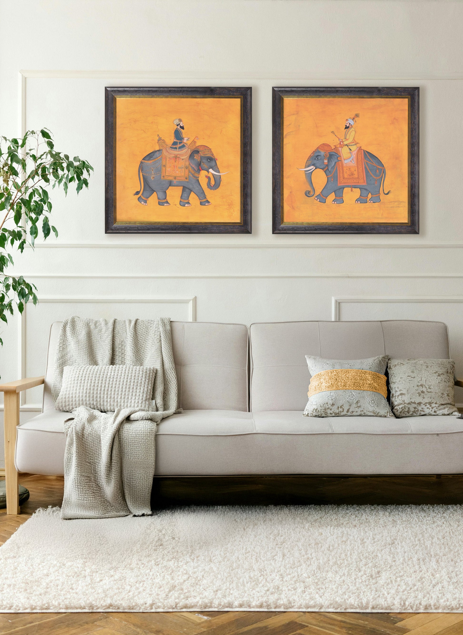 Royal Saffron Mughals – Oxford Square Frame – framed wall art at Leya Buster Interiors