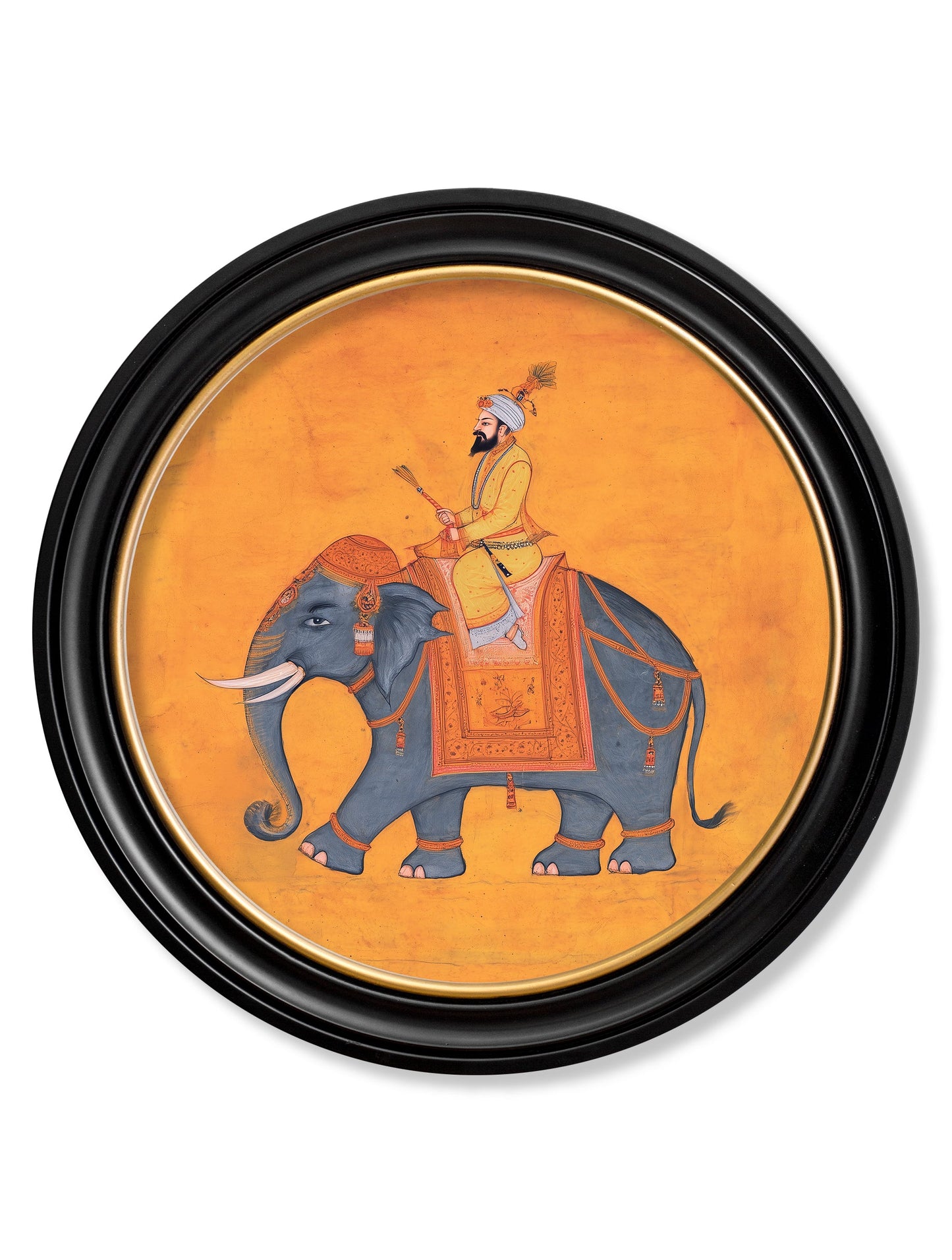 Royal Saffron Mughals – Oxford Round Frame styled view – Leya Buster Interiors