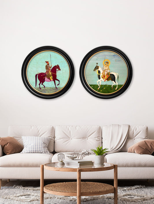 Mughals – Horsemen – Round Frames – framed wall art at Leya Buster Interiors