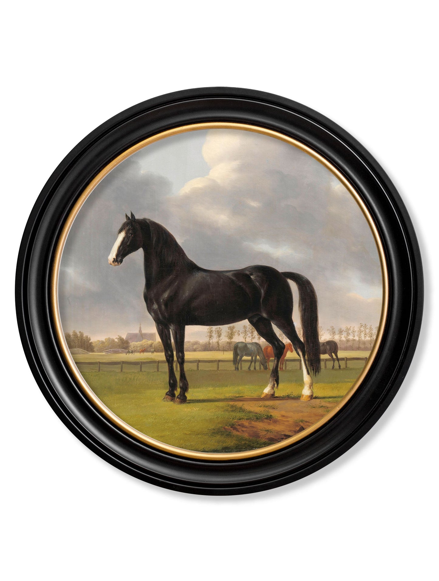 c.1840 Horses – Round Frame styled view – Leya Buster Interiors