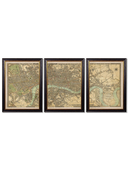 c.1827 London Triptych Map styled view – Leya Buster Interiors