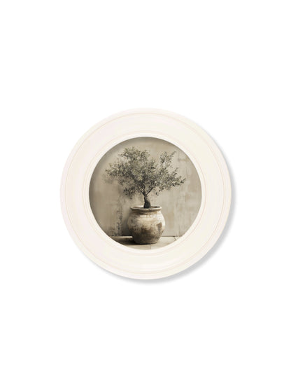 The Olive Tree – Oxford Strong White Round Frame styled view – Leya Buster Interiors