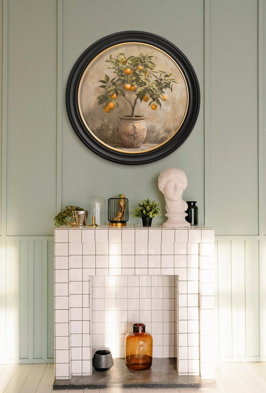 Mediterranean Orange Tree - Oxford Round Frame