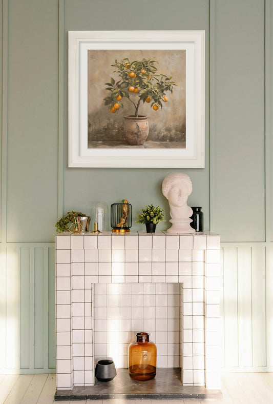 Mediterranean Orange Tree - Cream Hurstwood Square Frame