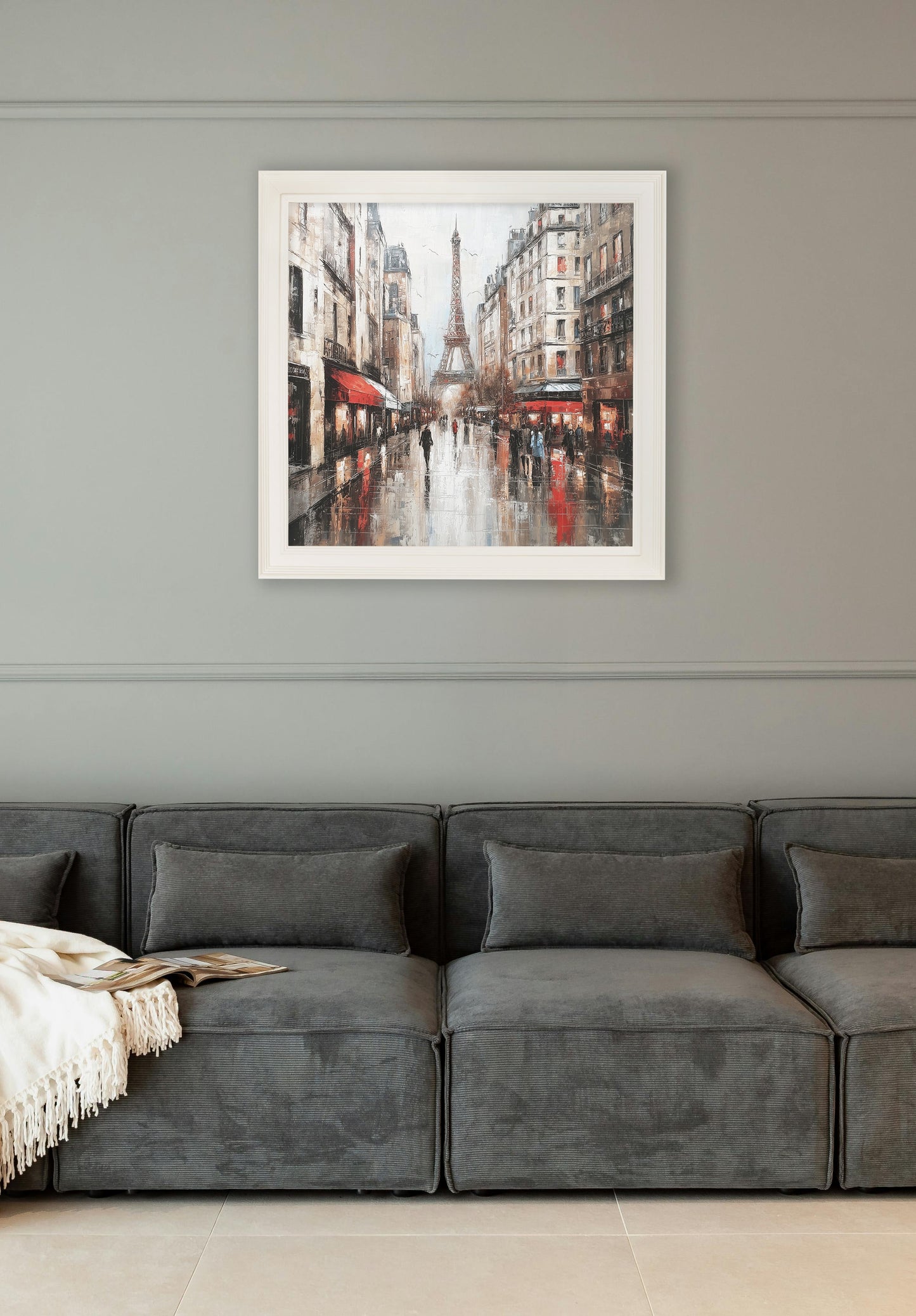 Paris Eiffel Tower – Cream Hurstwood Square Frame – framed wall art at Leya Buster Interiors