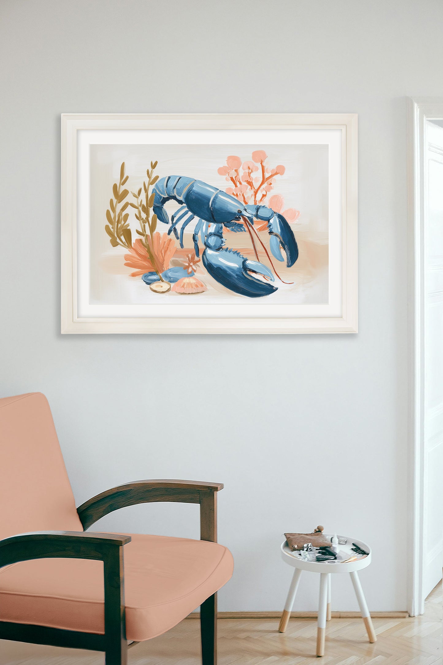 Pastel Shoreline Lobster & Crab - Cream Hurstwood Frame