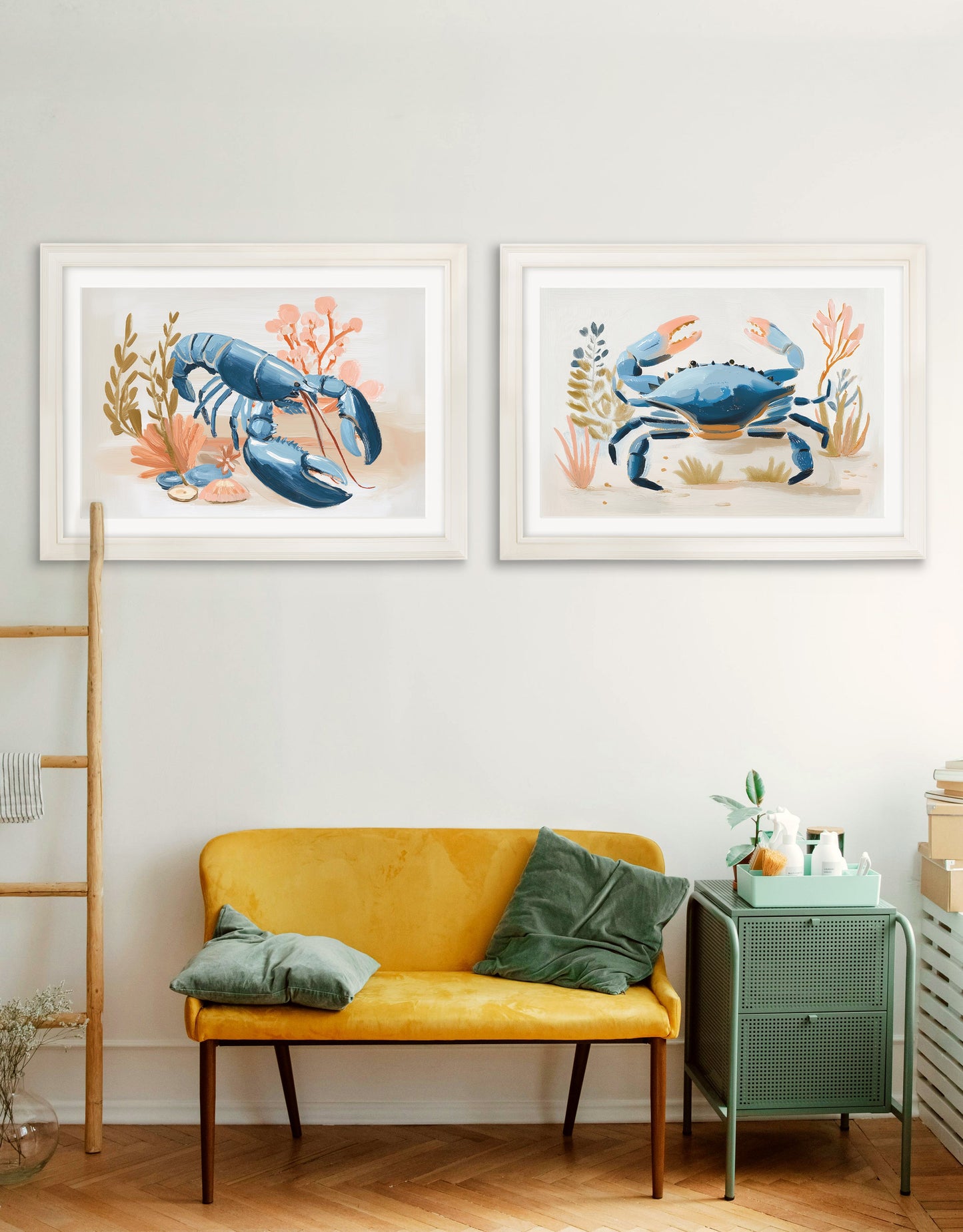 Pastel Shoreline Lobster & Crab - Cream Hurstwood Frame