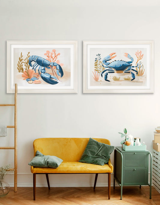 Pastel Shoreline Lobster & Crab - Cream Hurstwood Frame
