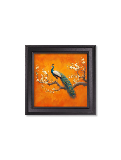 Peacocks In Saffron Garden – Black Hurstwood Square Frame styled view – Leya Buster Interiors