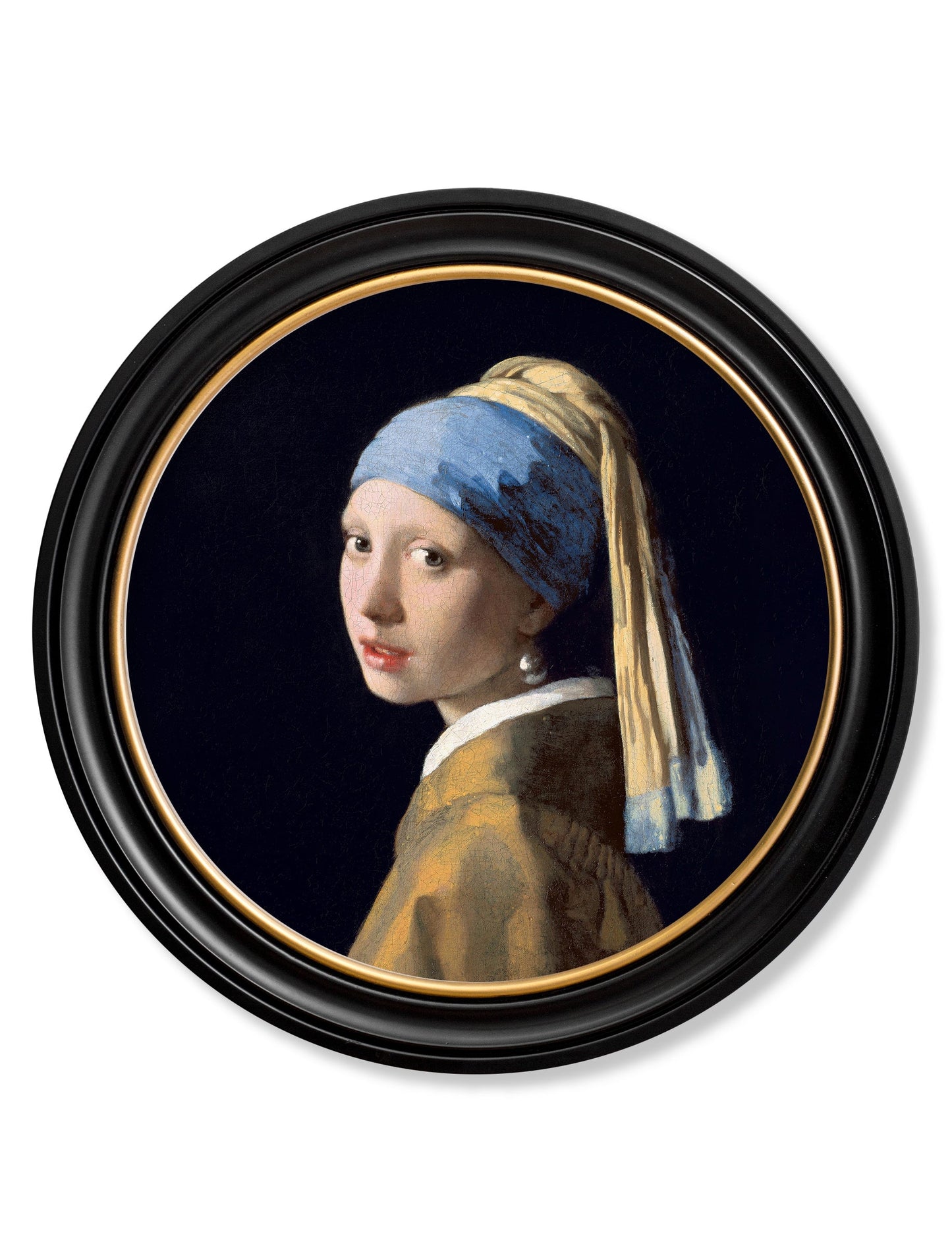 c.1665 Girl with a Pearl Earring – Round Frame J Vermeer detail – Leya Buster Interiors