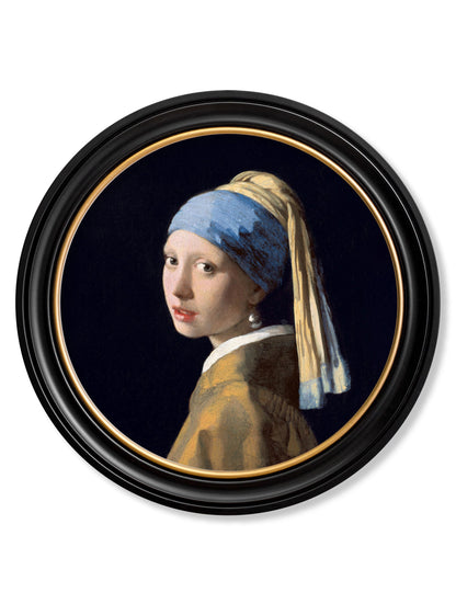 c.1665 Girl with a Pearl Earring – Round Frame J Vermeer detail – Leya Buster Interiors