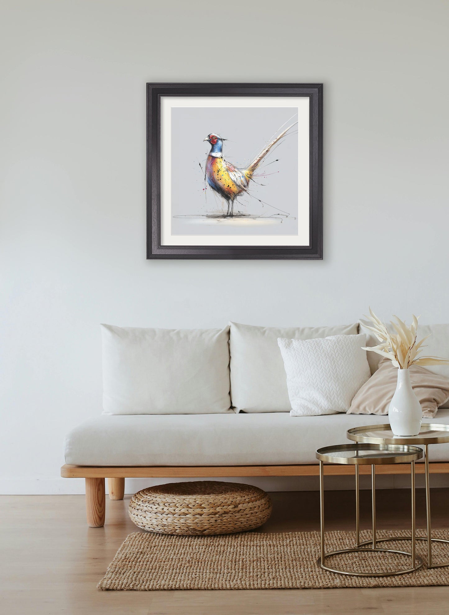 Plump Pheasant Cosy Sketch - Black Hurstwood Square Frame