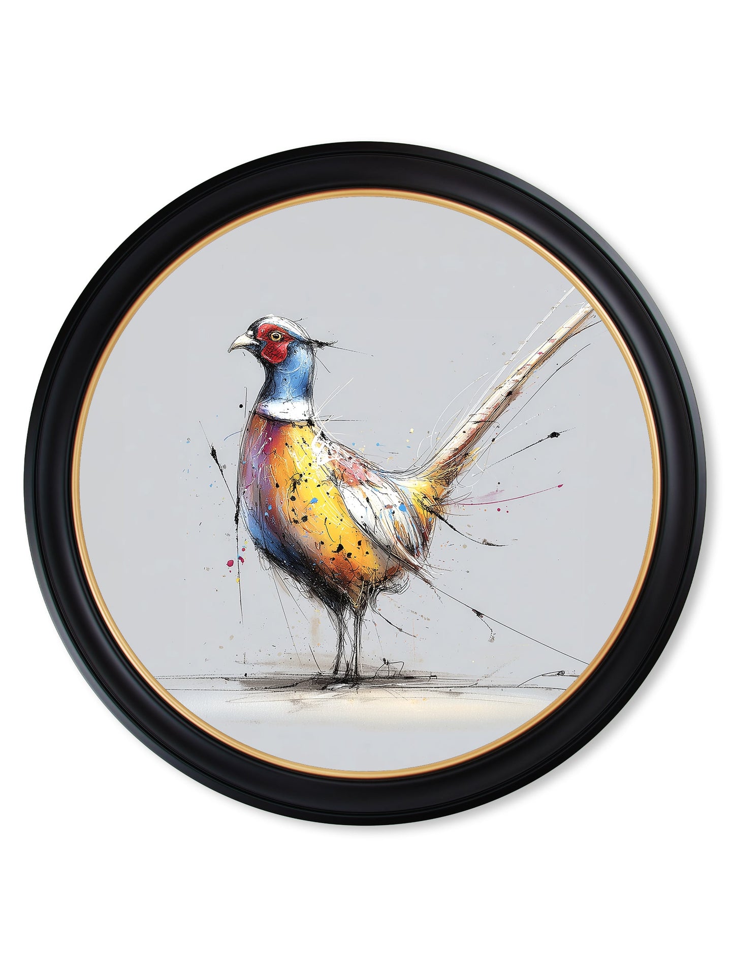 Plump Pheasant Cosy Sketch - Oxford Round Frame