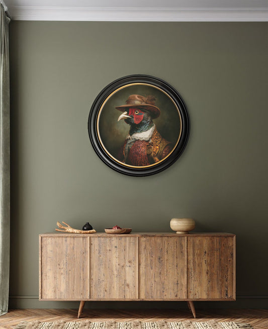 Baron Von Beak - Huntsman Pheasant Oxford Round Frame
