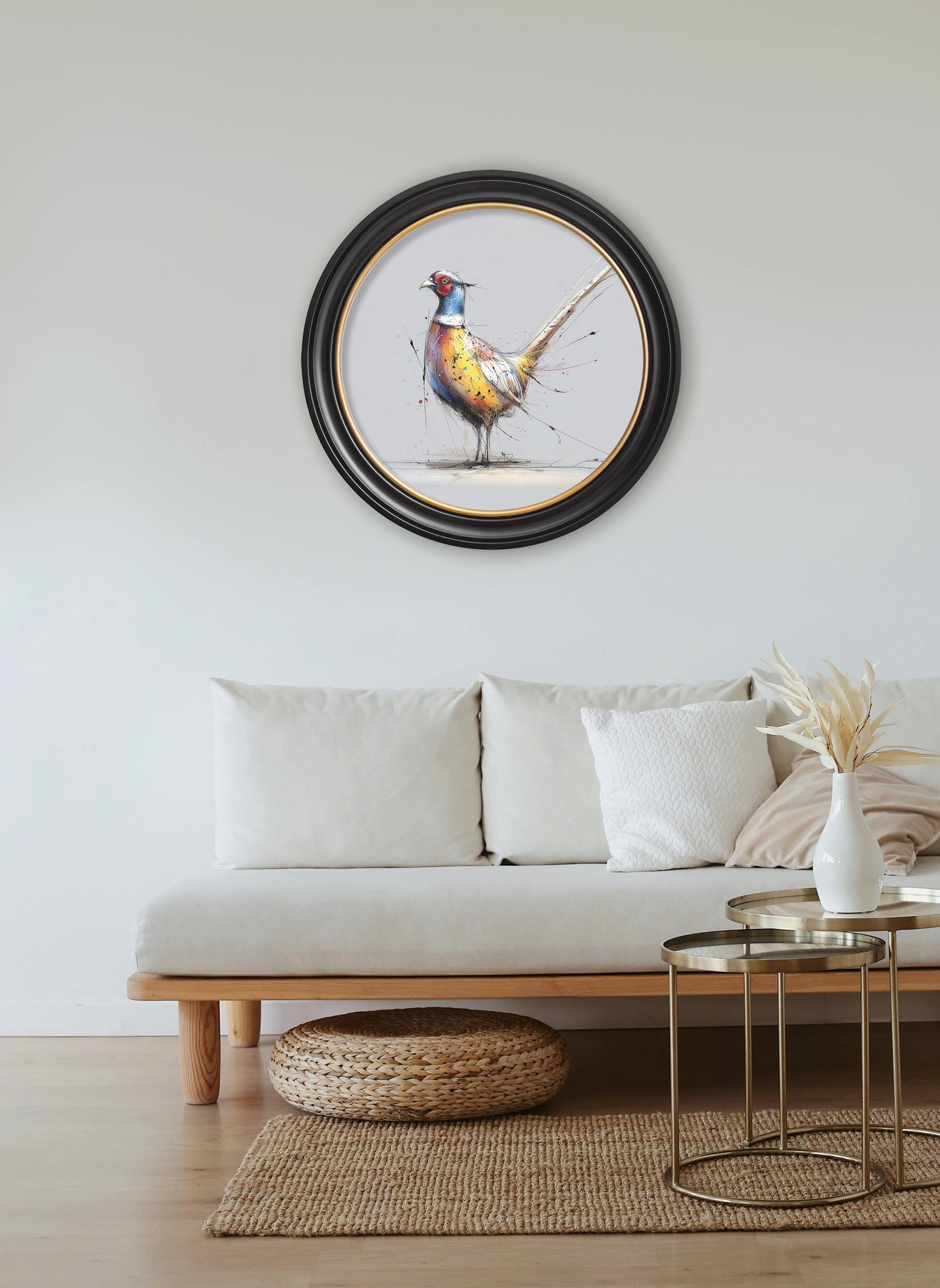 Plump Pheasant Cosy Sketch - Oxford Round Frame