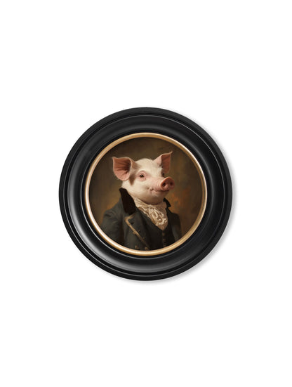 Duke of Truffleton – Gentleman Pig Oxford Round Frame styled view – Leya Buster Interiors
