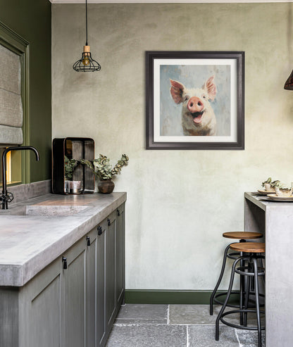 The Giggly Pig – Black Hurstwood Square Frame – framed wall art at Leya Buster Interiors