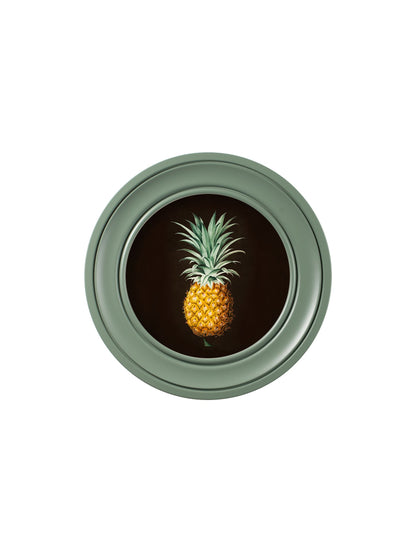 c.1812 Pineapple Study (Black) – Green Round Frame – framed wall art at Leya Buster Interiors